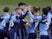 Wycombe Wanderers' Ryan Tafazolli celebrates scoring their first goal with teammates on March 13, 2021