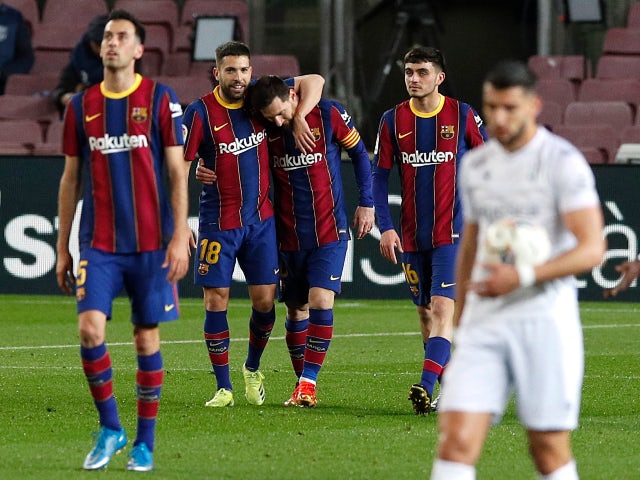 Result: Barcelona 4-1 Huesca: Lionel Messi bags brace on landmark appearance