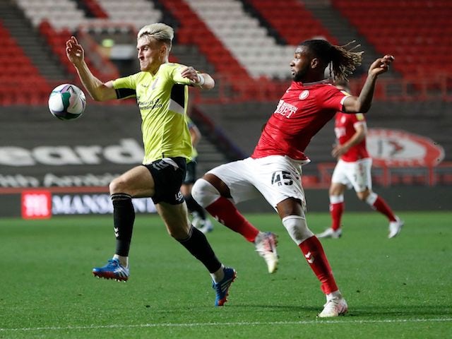 Northampton Town's Ryan Watson and Bristol City's Kasey Palmer in the EFL Cup on September 16, 2020
