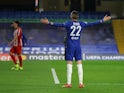 Chelsea's Hakim Ziyech celebrates scoring against Atletico Madrid in the Champions League on March 17, 2021