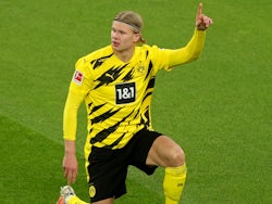 Erling Braut Haaland in action for Borussia Dortmund on March 13, 2021