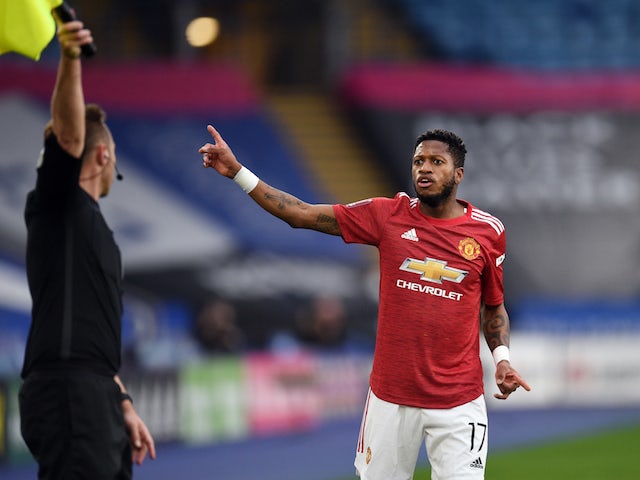 Manchester United's Fred in action against Leicester City in the FA Cup on March 21, 2021