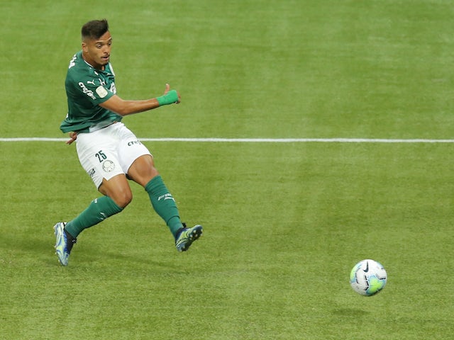 Palmeiras midfielder Gabriel Menino in action on March 7, 2021