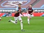 West Ham United's Jesse Lingard celebrates scoring against Arsenal in the Premier League on March 21, 2021