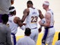 Los Angeles Lakers forward LeBron James is injured against the Atlanta Hawks on March 20, 2021