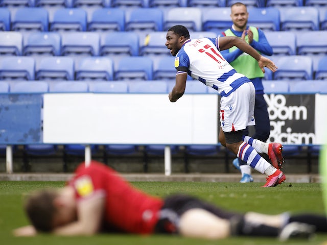 Reading's Yakou Meite celebrates scoring their first goal on March 20, 2021