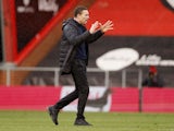 Barnsley manager Valerien Ismael celebrates after the match on March 13, 2021