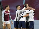 Tottenham Hotspur's Carlos Vinicius celebrates scoring against Aston Villa in the Premier League on March 21, 2021