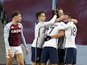 Tottenham Hotspur's Carlos Vinicius celebrates scoring against Aston Villa in the Premier League on March 21, 2021