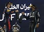 Lewis Hamilton celebrates winning the Bahrain Grand Prix on March 28, 2021