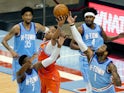 Oklahoma City Thunder center Moses Brown reaches for a rebound against the Houston Rockets on March 21, 2021