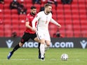 England's Luke Shaw in action with Albania's Elseid Hysaj on March 28, 2021