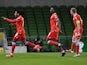 Luxembourg's Gerson Rodrigues celebrates scoring their first goal on March 27, 2021