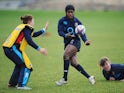 Maggie Alphonsi training for England in 2014