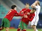 Portugal Under-21s forward Dany Mota celebrates scoring against England Under-21s on March 28, 2021
