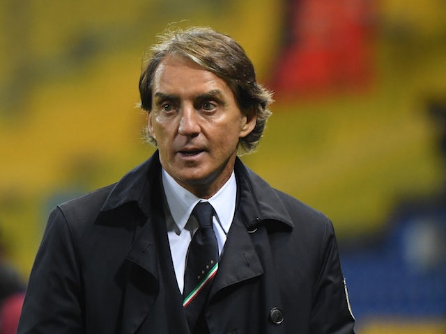 Italy coach Roberto Mancini reacts on March 25, 2021