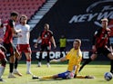 Bournemouth's Dominic Solanke scores their third goal against Middlesbrough in the Championship on April 2, 2021