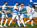 Queens Park Rangers' Chris Willock celebrates scoring their first goal against Coventry City in the Championship on April 2, 2021