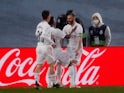 Real Madrid's Karim Benzema celebrates scoring their second goal against Eibar in La Liga on April 3, 2021