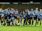 Gremio players celebrate after the match on March 17, 2021