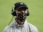 Los Angeles FC (LAFC) coach Bob Bradley wears a face mask during a game against the Houston Dynamo at Banc of California Stadium in October 2020