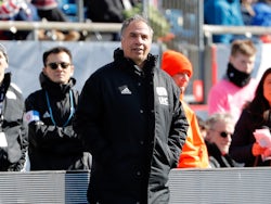 New England Revolution coach Bruce Arena during the first half against the Chicago Fire at Gillette Stadium in March 2020