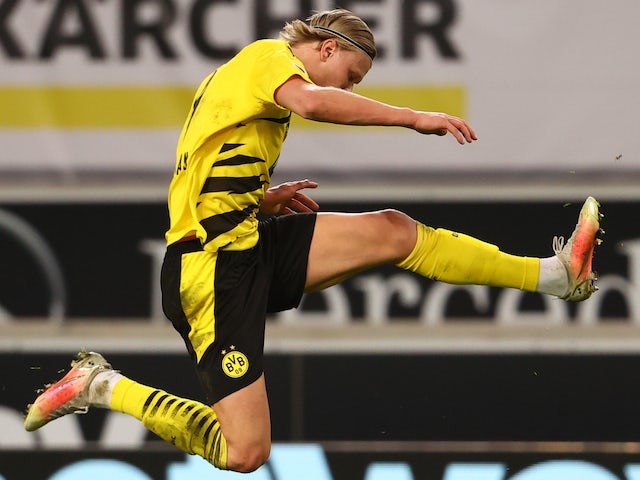 Erling Braut Haaland in action for Borussia Dortmund on April 10, 2021