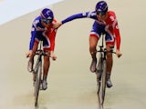 GB's Danielle King and Laura Trott celebrate after setting a new world record in 2012