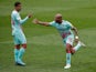 Swansea City's Andre Ayew celebrates scoring their first goal  against Millwall in the Championship on April 10, 2021