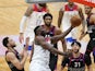 New Orleans Pelicans forward Zion Williamson attempts a shot in the third quarter against the Philadelphia 76ers on April 10, 2021