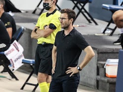 Chicago Fire head coach Raphael Wicky looks on during the first half against the New York City at Red Bull Arena in August 2020