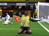 Watford's Ismaila Sarr celebrates scoring their second goal against Reading in the Championship on April 9, 2021