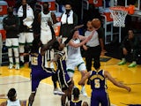 Boston Celtics guard Payton Pritchard moves to the basket against Los Angeles Lakers on April 16, 2021