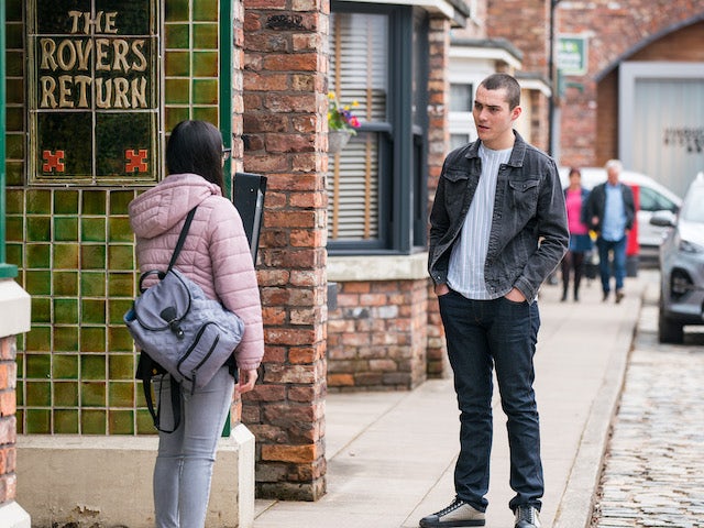 Corey on the second episode of Coronation Street on April 26, 2021