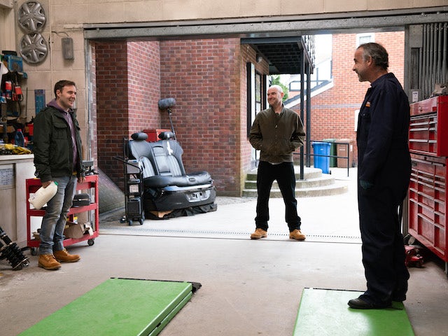 Tyrone, Tim and Kevin on the first episode of Coronation Street on April 28, 2021