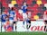Cardiff City's Kieffer Moore celebrates scoring their first goal from the penalty spot against Brentford in the Championship on April 20, 2021
