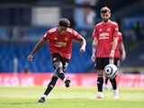 Marcus Rashford takes a free kick for Manchester United against Leeds United in the Premier League on April 25, 2021