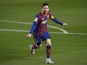 Barcelona's Lionel Messi celebrates scoring against Getafe in La Liga on April 22, 2021