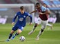 Chelsea's Mason Mount in action with West Ham United's Issa Diop in the Premier League on April 24, 2021