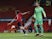 Manchester United's Edinson Cavani celebrates scoring against Roma in the Europa League on April 29, 2021