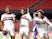 Sao Paulo's Reinaldo celebrates scoring their second goal with teammates on April 30, 2021
