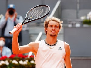 Germany's Alexander Zverev celebrates winning his semi final match against Austria's Dominic Thiem at the Madrid Open on May 8, 2021