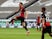 Eintracht Frankfurt's Ajdin Hrustic celebrates scoring their first goal on May 9, 2021