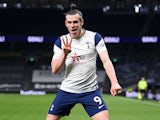 Tottenham Hotspur forward Gareth Bale celebrates his hat-trick on May 2, 2021