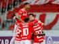 Internacional's Edenilson celebrates scoring their second goal with teammates in May 2021