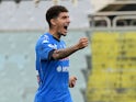 Napoli's Giovanni Di Lorenzo celebrates after the match on May 16, 2021