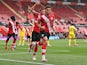Southampton's Che Adams celebrates scoring their first goal against Fulham in the Premier League on May 15, 2021