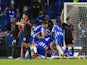 Brighton & Hove Albion's Dan Burn celebrates scoring their third goal against Manchester City in the Premier League on May 18, 2021