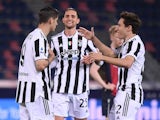 Juventus' Alvaro Morata celebrates scoring against Bologna in Serie A on May 23, 2021