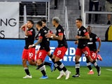 DC United forward Edison Flores celebrates after scoring a goal against the Chicago Fire on May 13, 2021